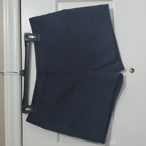 Tory Burch Women's Stretch Cotton Shorts Navy Hook Button Zip Closure Size 8